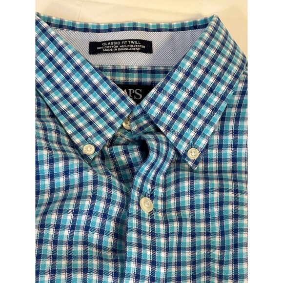 Chaps Men's Classic Fit Plaid Wrinkle-Free Button Down Shirt 16-16.5" 32/33 - Picture 3 of 6